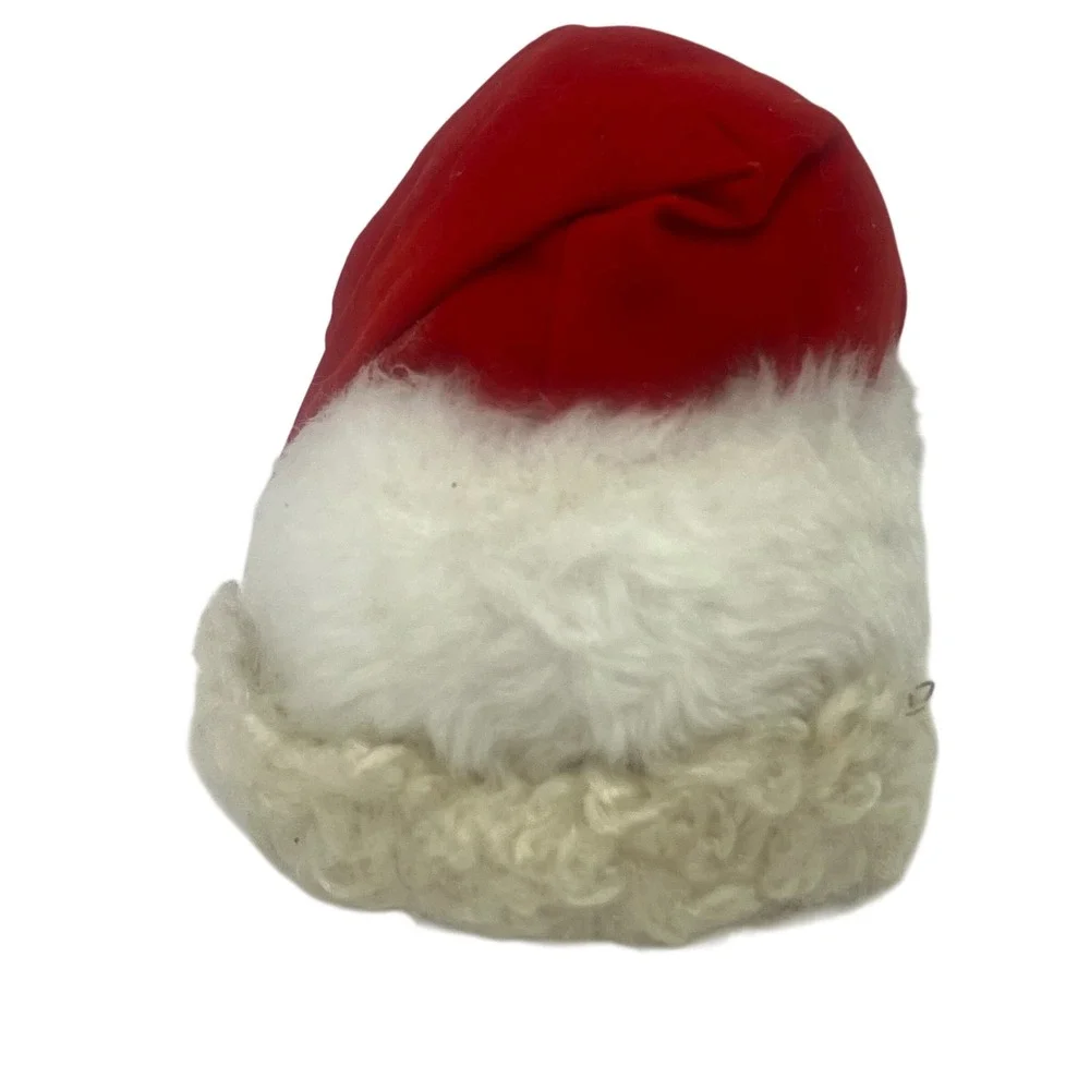 VTG Santa Claus Resin Christmas‎ Ornament Beard Flocked Hat Bell Glasses Read